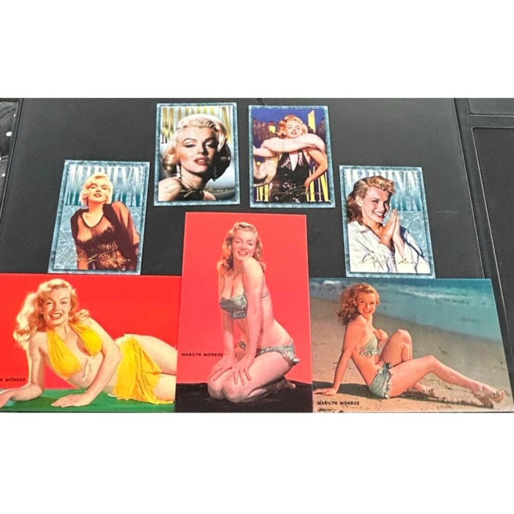 Marylin Monroe 3 Post Cards And 4 Collection Cards